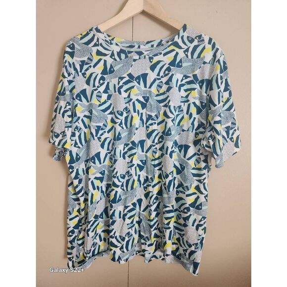 F29 Lands End fish print t-shirt - Picture 1 of 6